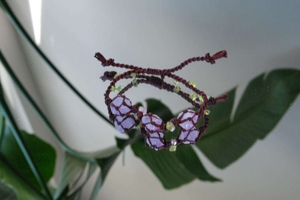 Amethyst Summer Vibe Pet Connection Bracelet - Handmade Macrame Series