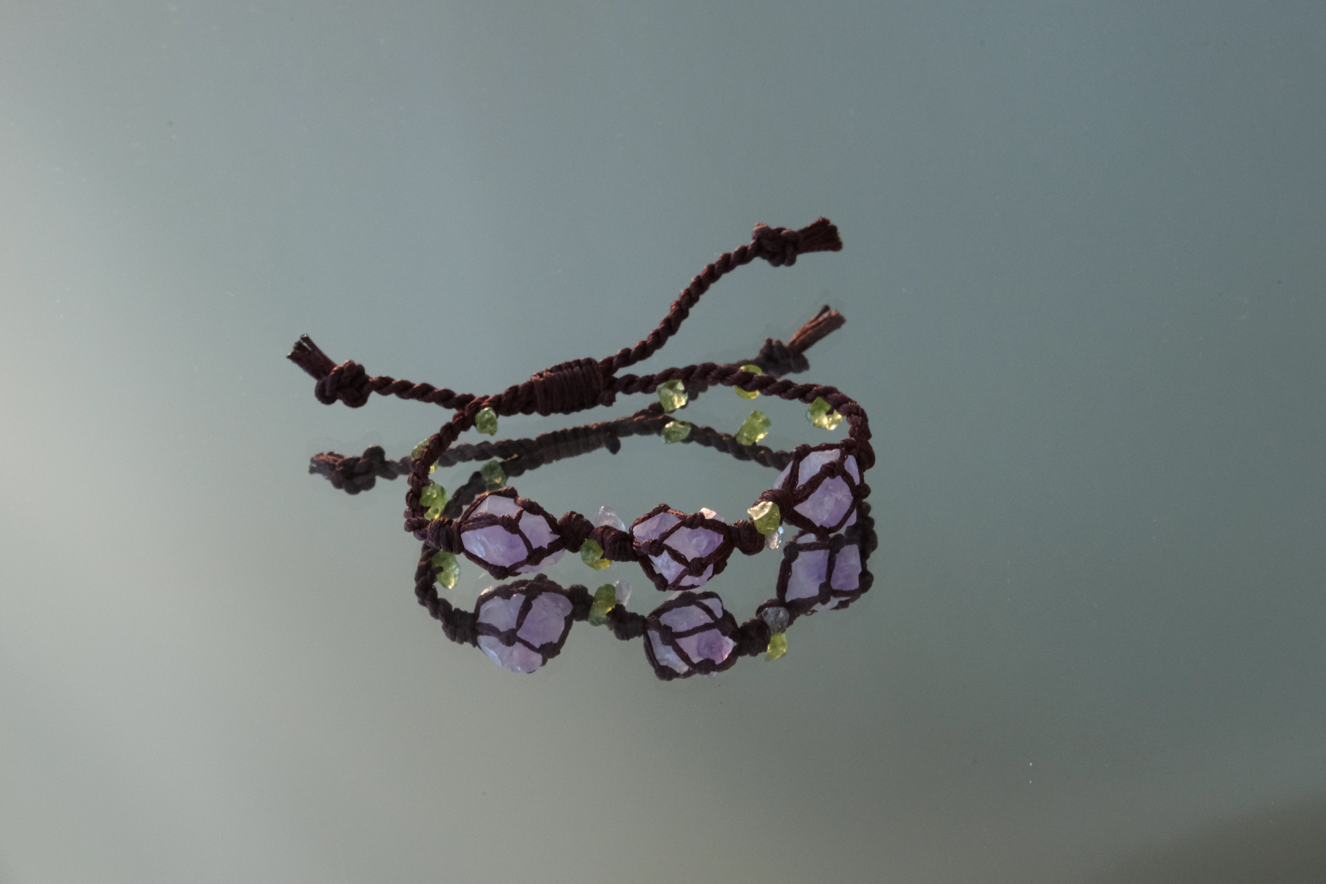 Amethyst Summer Vibe Pet Connection Bracelet - Handmade Macrame Series