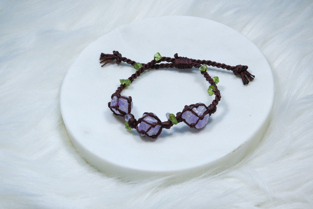 Amethyst Summer Vibe Pet Connection Bracelet - Handmade Macrame Series