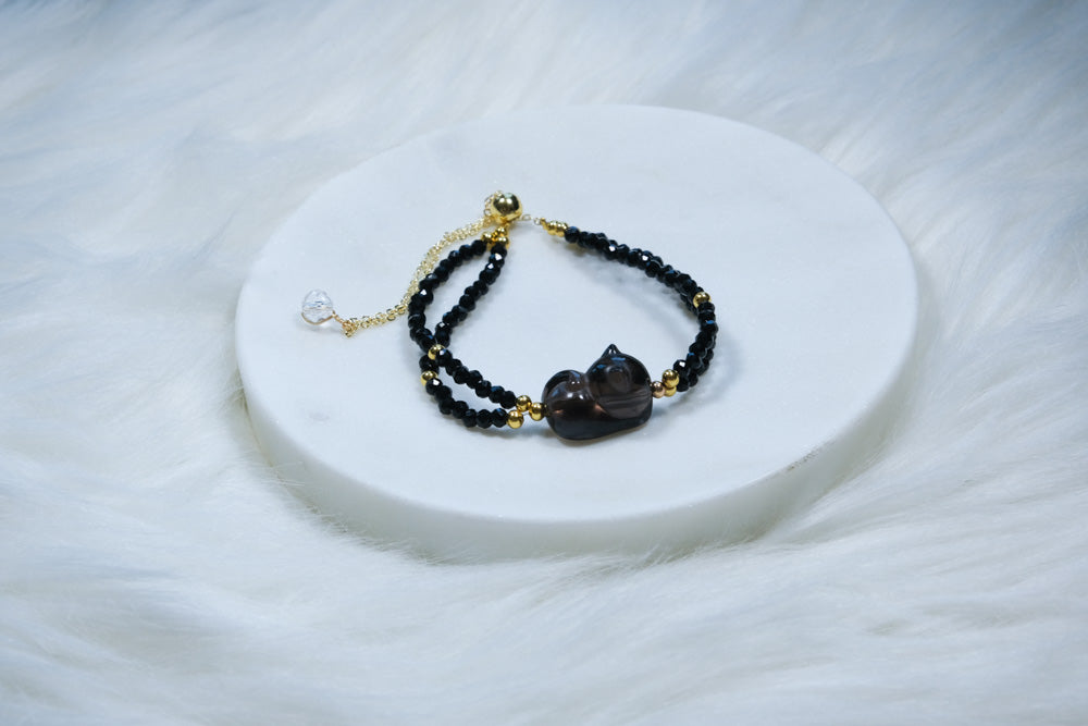 Obsidian Pet Harmony Bracelet - Handmade Healing Stone Jewelry for Pet Lovers