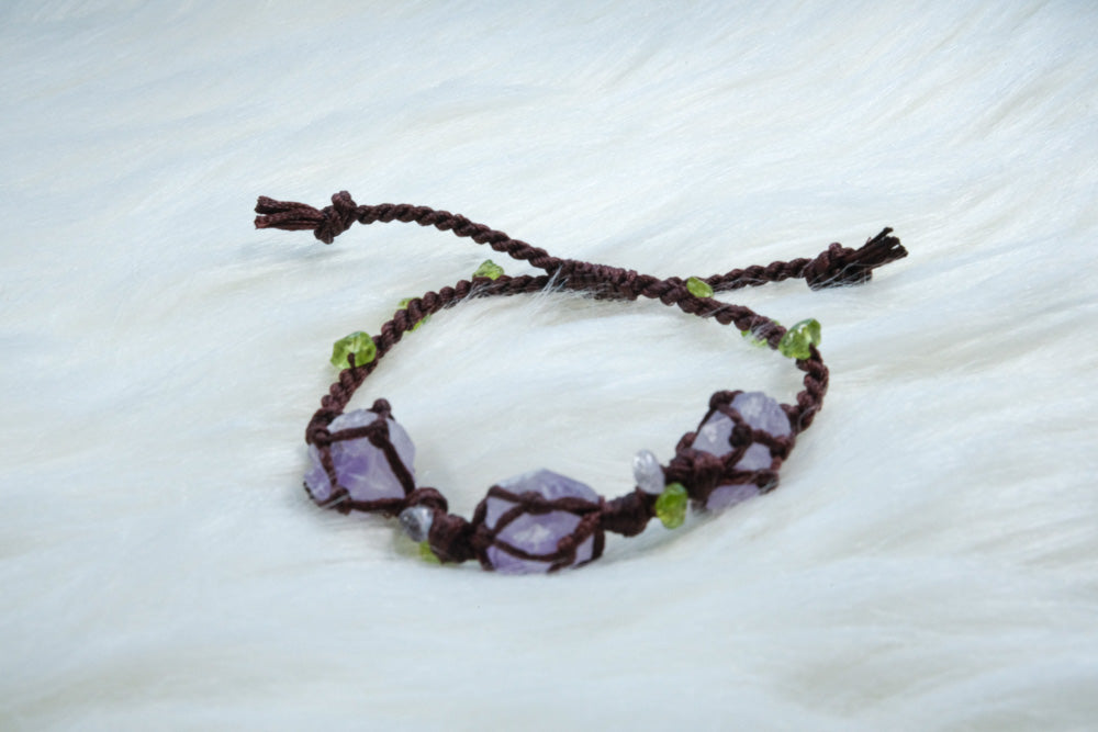 Amethyst Summer Vibe Pet Connection Bracelet - Handmade Macrame Series